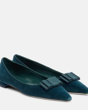 Manolo Blahnik Reador Velvet Ballet Flats - Blue