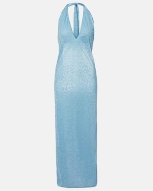 Oséree Lumiere Halterneck Maxi Dress - Blue