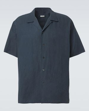 A.PRESSE Hemd Vintage Aus Seide Und Leinen - Blau