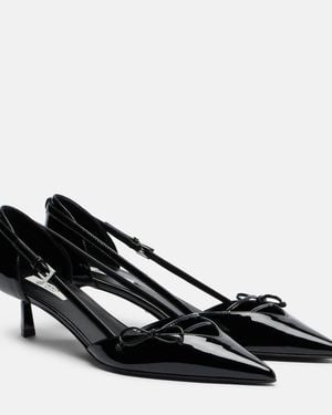 Prada Bow-Detail Patent Leather Court Shoes - Black