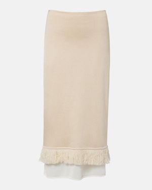 Bottega Veneta Layered Knitted Silk Midi Skirt - Natural