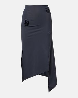 Coperni Floral-Applique Jersey Midi Skirt - Blue