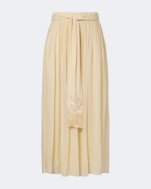 Zimmermann Valiant Belted Pleated Midi Skirt - Natural