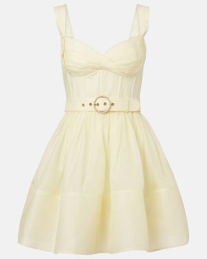 Zimmermann Dawning Linen And Silk Minidress - Yellow