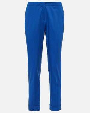 Etro High-Rise Cotton-Blend Slim Trousers - Blue