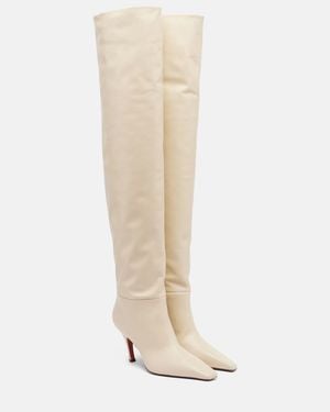 AMINA MUADDI Jamie 80 Leather Over-The-Knee Boots - White