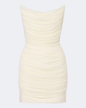 David Koma Ruched Tulle Bustier Dress - Natural