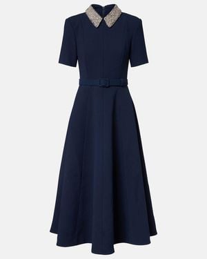Rebecca Vallance Xena Embellished Crepe Midi Dress - Blue