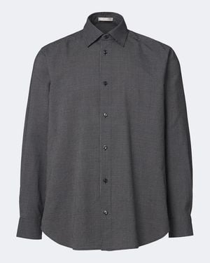 The Row Victor Checked Virgin Wool Shirt - Grey