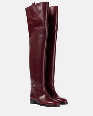 Gucci Botas Mosqueteras De Piel Con Horsebit - Rojo