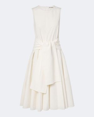 JW Anderson Midikleid Aus Baumwoll-Cloque - Weiß