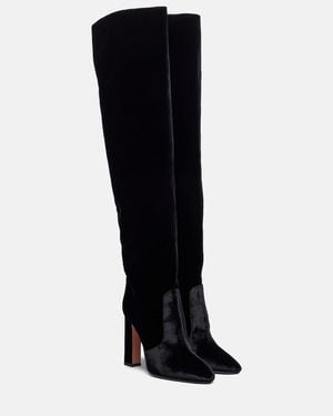 Aquazzura Overknee-Stiefel Joplin 105 Aus Samt - Schwarz