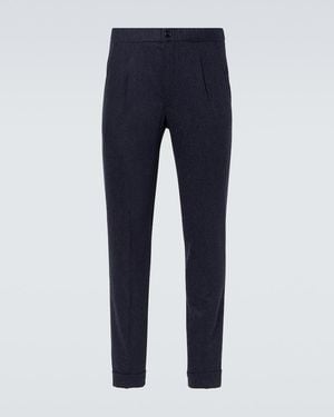 Thom Sweeney Wool Straight Trousers - Blue