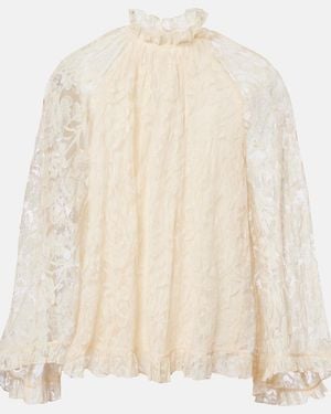 Zimmermann Carousel Ruffled Lace Blouse - Natural
