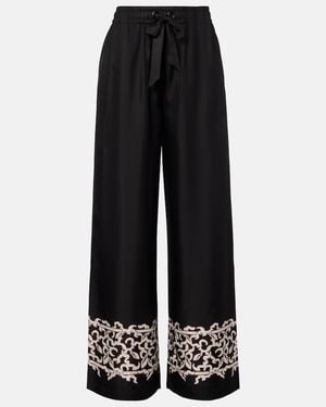 Rebecca Vallance Sundia Silk Wide-Leg Trousers - Black