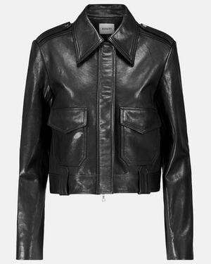 KHAITE Cordelia Leather Crop Jacket - Black