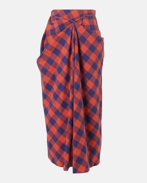 The Row Esperanza Draped Cotton Flannel Maxi Skirt - Red