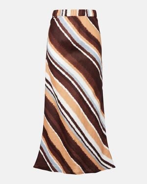 Faithfull the Brand Dalicenca Striped Linen Maxi Skirt - Brown