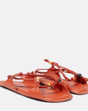 Marni X No Vacancy Inn Beaded Leather Sandals - Red
