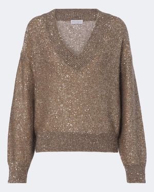 Brunello Cucinelli Pullover Mit Pailletten - Braun