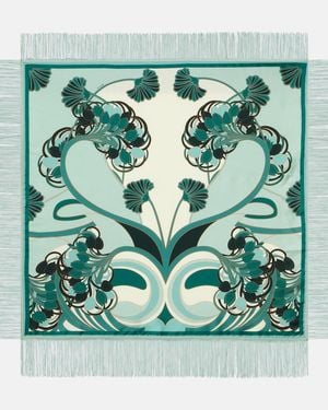 La DoubleJ Panuelo En Sarga De Seda Estampado - Verde