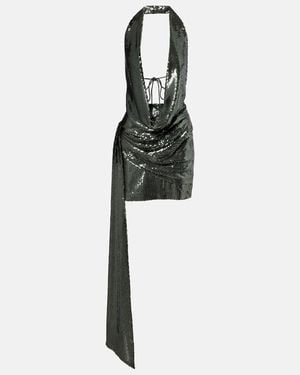 Alex Perry Draped Halterneck Sequined Minidress - Green