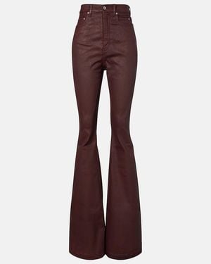 Rick Owens Jeans Bootcut Bolan De Tiro Alto - Morado