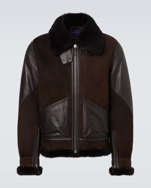 Ralph Lauren Shearling-Lined Leather And Suede Jacket - Black