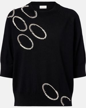Dries Van Noten Verzierter Pullover Aus Wolle - Schwarz