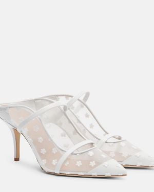Malone Souliers Maureen 70 Leather And Mesh Mules - White