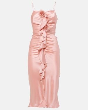 Rodarte Ruched Silk Crepe Midi Dress - Pink
