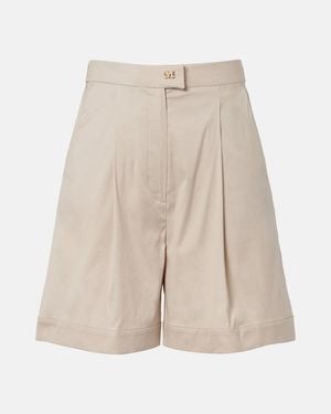 Max Mara Medeola Pleated Cotton-Blend Bermuda Shorts - Natural