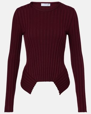 Stella McCartney Ribbed-Knit Cotton Top - Purple