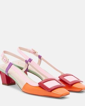 Roger Vivier Belle Vivier Leather Slingback Pumps - Pink