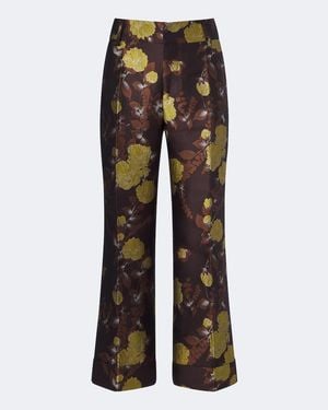 La DoubleJ Hendrix Floral Jacquard Straight Trousers - Brown