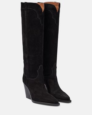 Paris Texas El Dorado Suede Cowboy Boots - Black