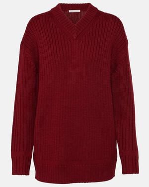 Emilia Wickstead Jersey De Punto Acanalado De Lana - Rojo