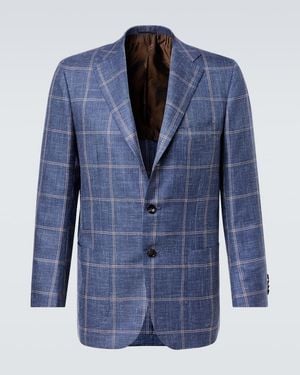 Kiton Blazer Aus Kaschmir, Schurwolle, Seide Und Leinen - Blau