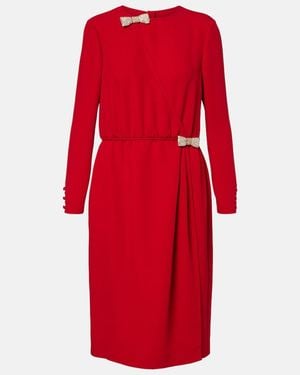 Valentino Embellished Silk Midi Dress - Red