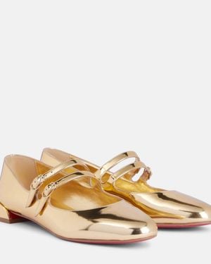Christian Louboutin Sweet Jane Mirrored Leather Mary Jane Flats - Natural
