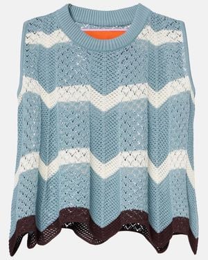 La DoubleJ Cropped-Top Aus Haekelstrick - Blau