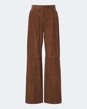 Arma Dena Pleated Suede Wide-Leg Trousers - Brown
