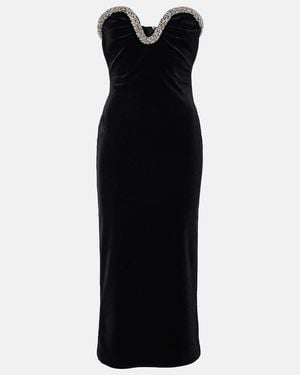 Roland Mouret Embellished Strapless Velvet Midi Dress - Black