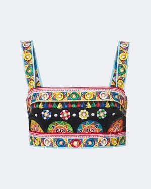 Dolce & Gabbana Carretto Cotton Bra Top - Multicolour