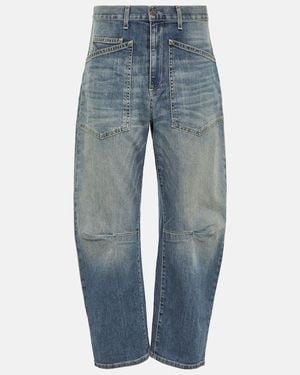 Nili Lotan Shon High-Rise Barrel-Leg Jeans - Blue