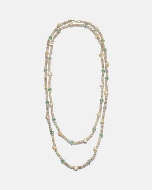 Ileana Makri Halskette Aus Saphir Mit 9Kt Gelbgold, Perlmutt Und Quarz - Weiß