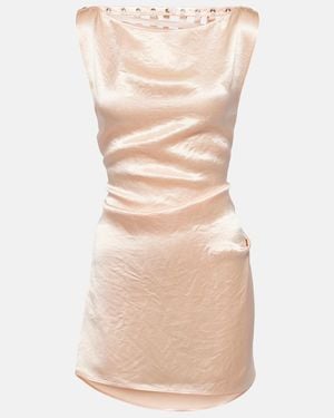 Jean Paul Gaultier Deconstructed Satin Minidress - Natural