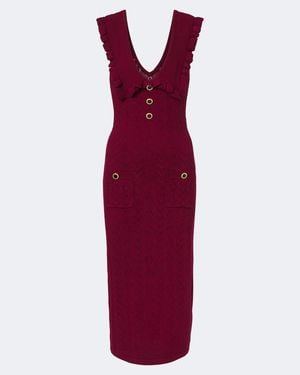 Alessandra Rich Midikleid Aus Pointelle-Strick - Rot