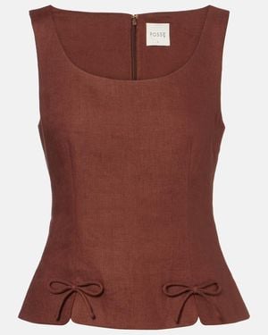 Posse Sabine Linen Top - Brown