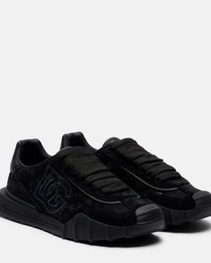 Dolce & Gabbana Runner Leather-Trimmed Lace Trainers - Black